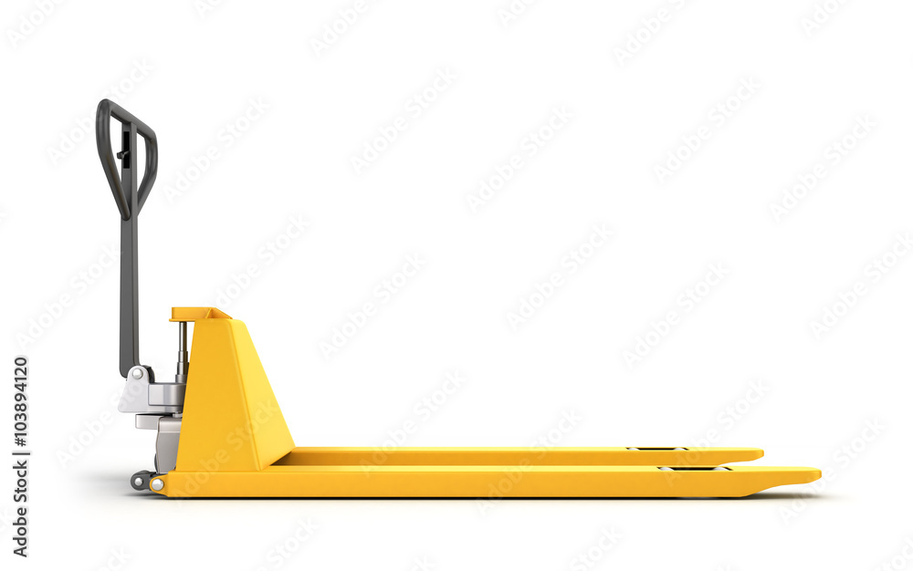 one pallet truck or forklift isolated on white