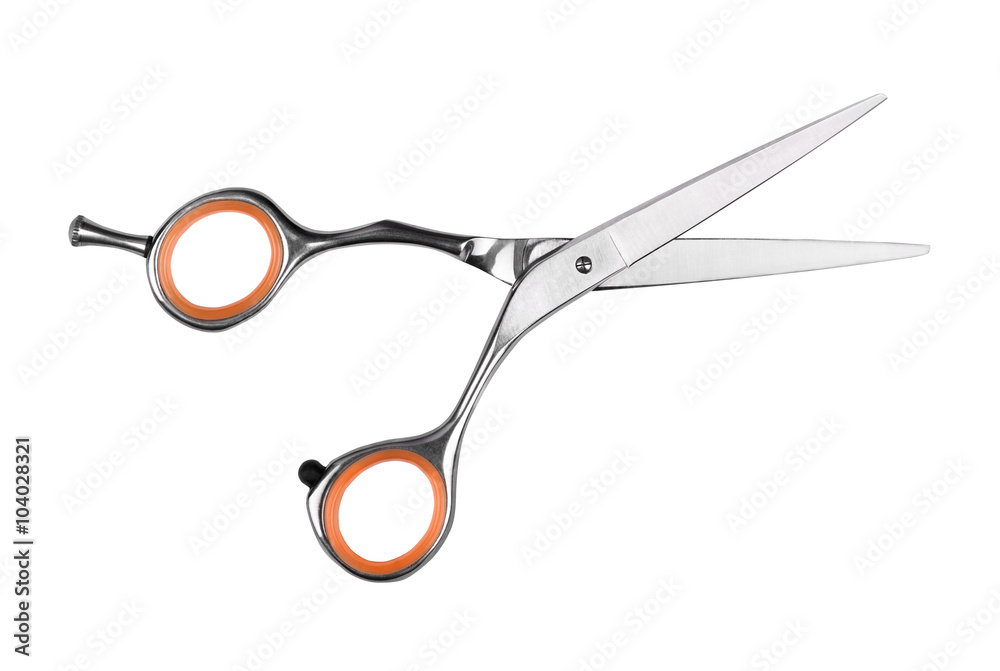 Professional haircutting scissors isolated on white background