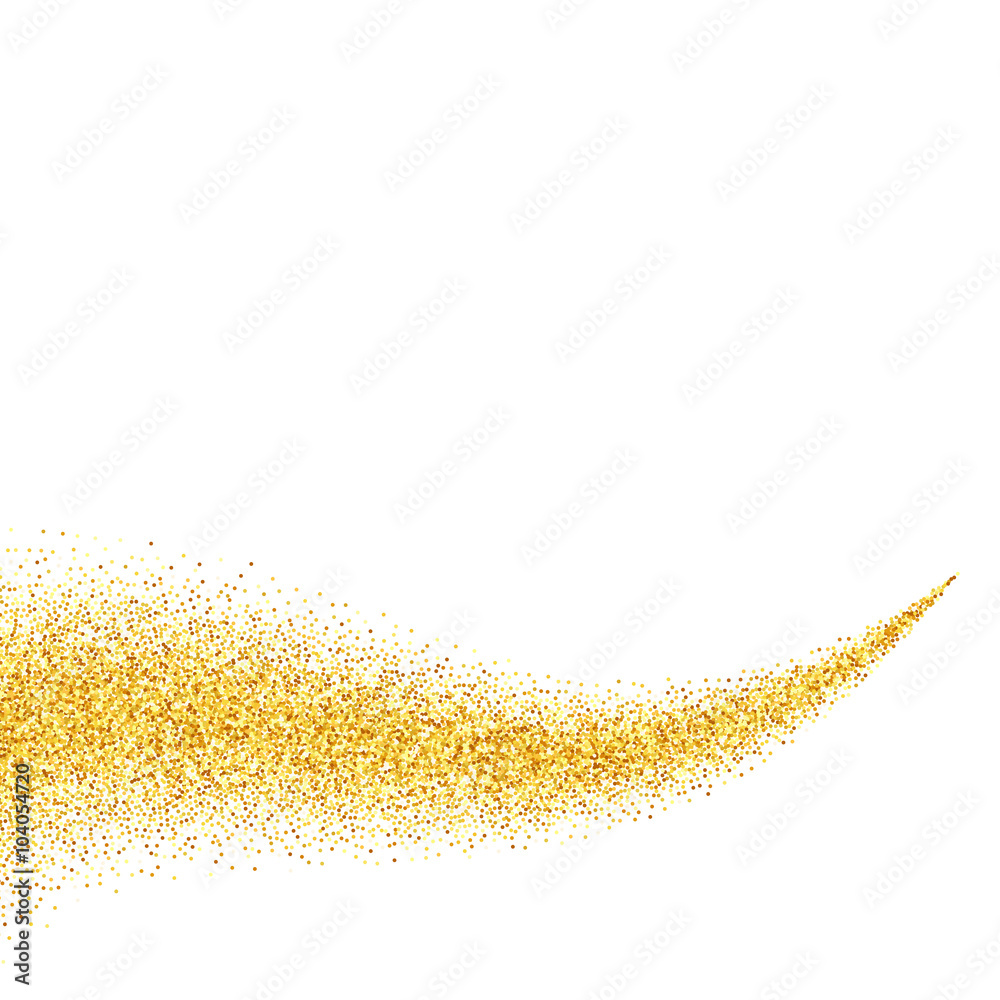 Vector gold glitter abstract background, golden sparkles on white background, design template