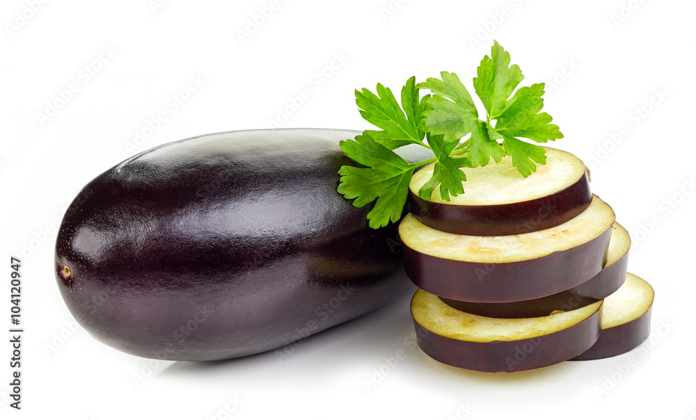 fresh eggplant on white background