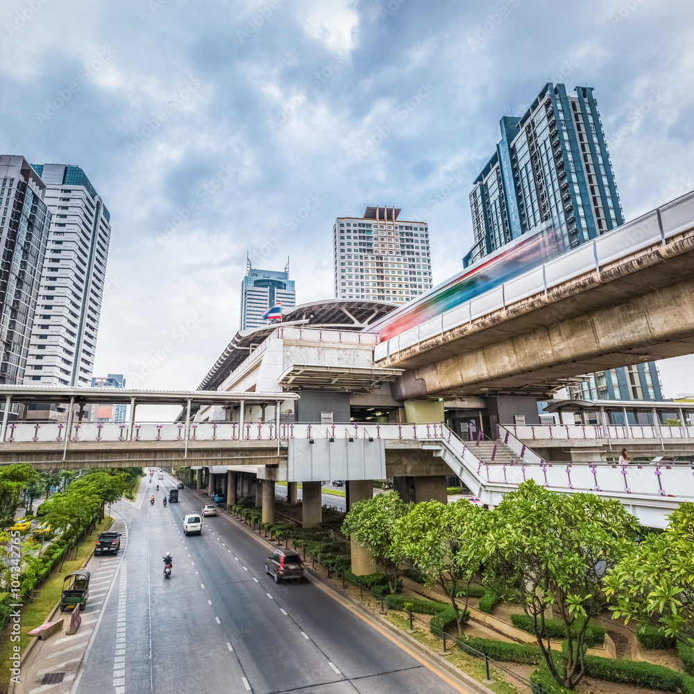 bangkok metro station at dusk