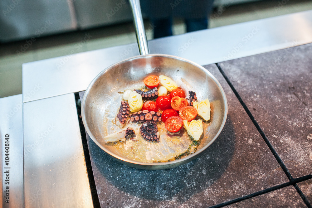 preparing food in the kitchen