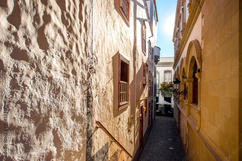 City street view in Santa Cruz de La Palma old town on La Palma island in Spain