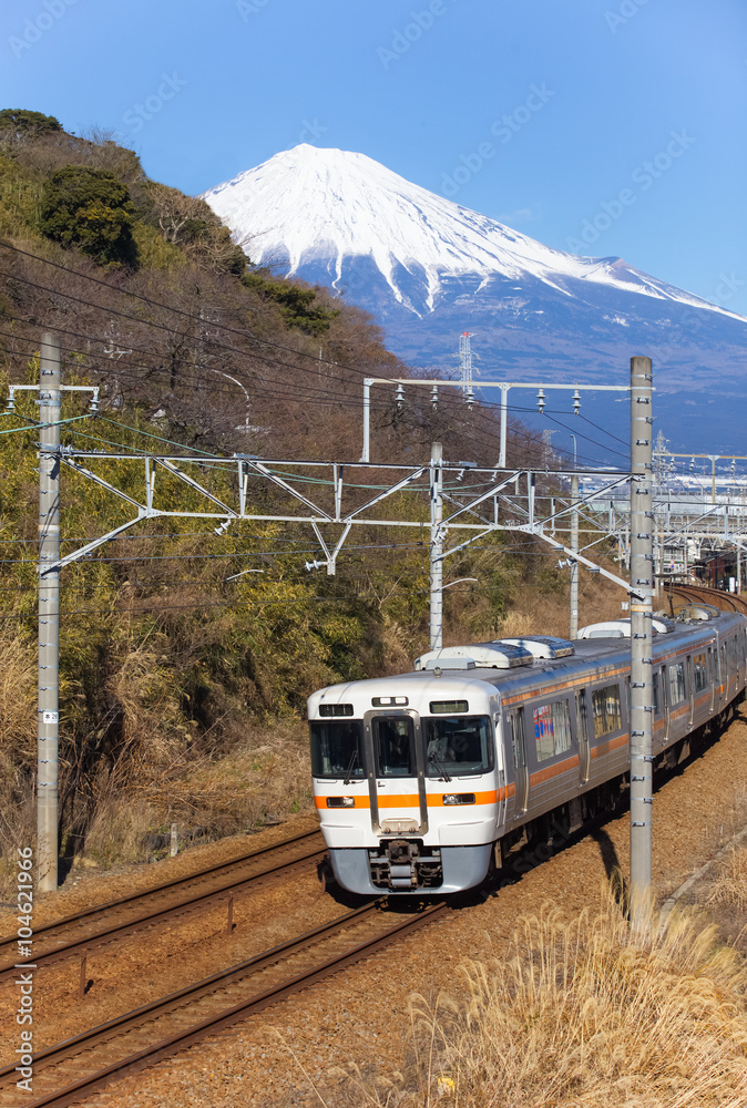 静冈县冬季富士山。