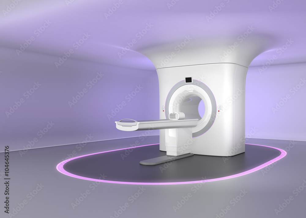 MRI room with seamless ceiling design, make relax mood to reduce patients  stress. Original design.