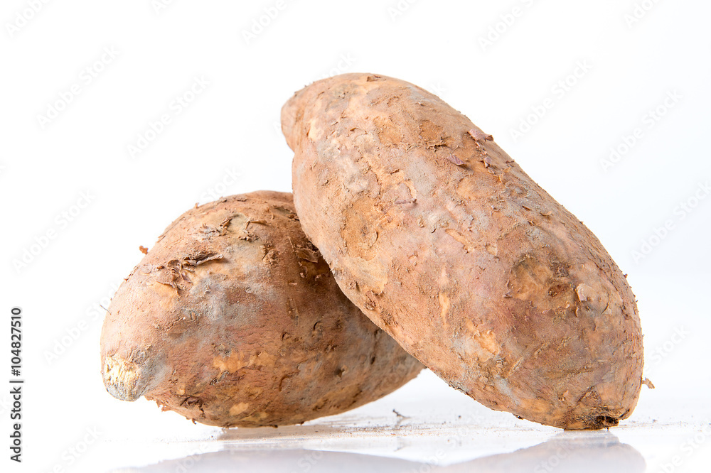 Sweet potatoes isolated on white background