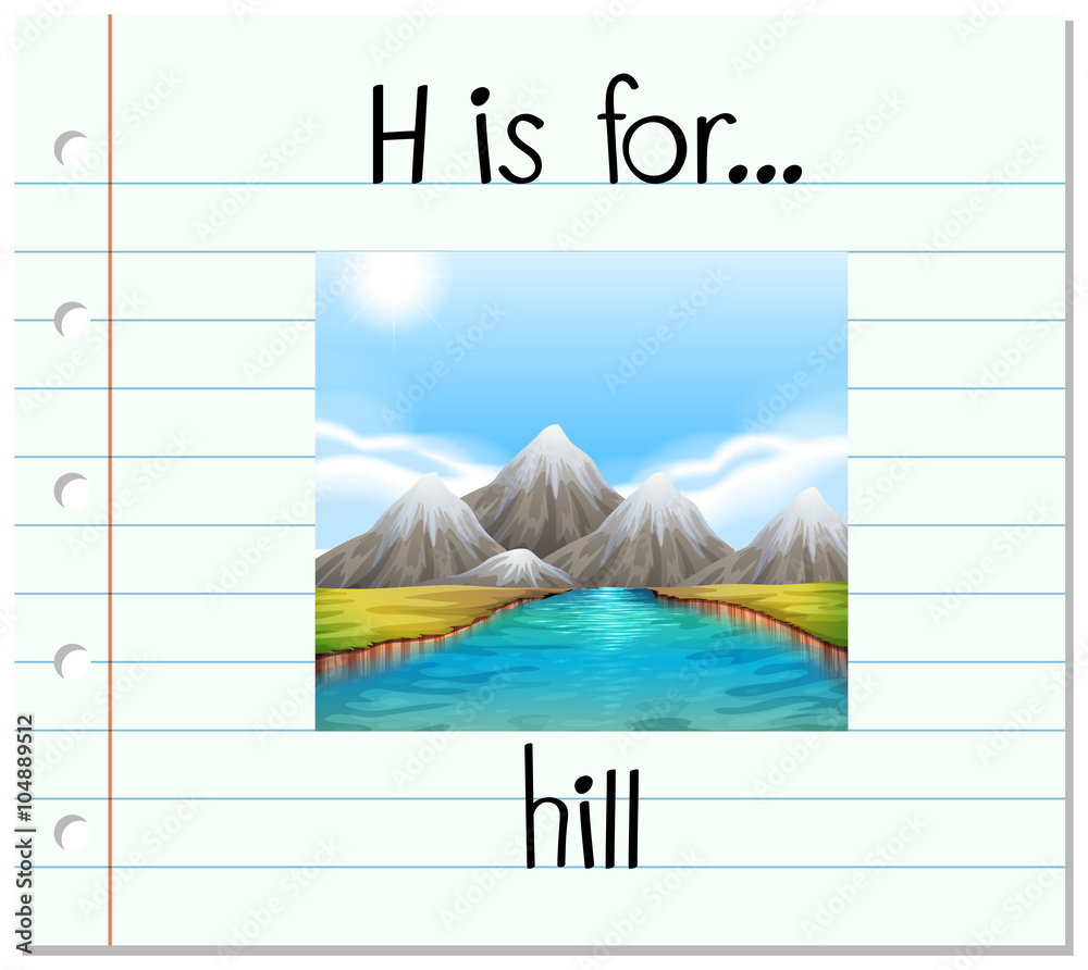 Flashcard letter H is for hill