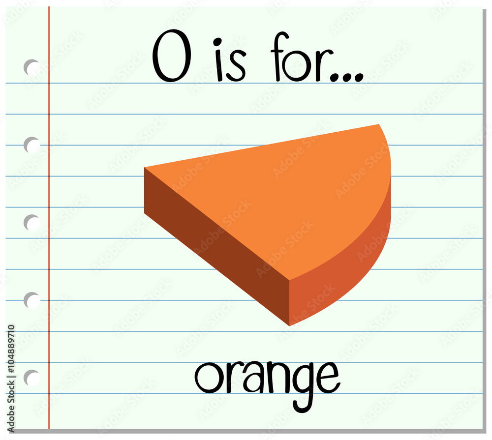 Flashcard letter O is for orange