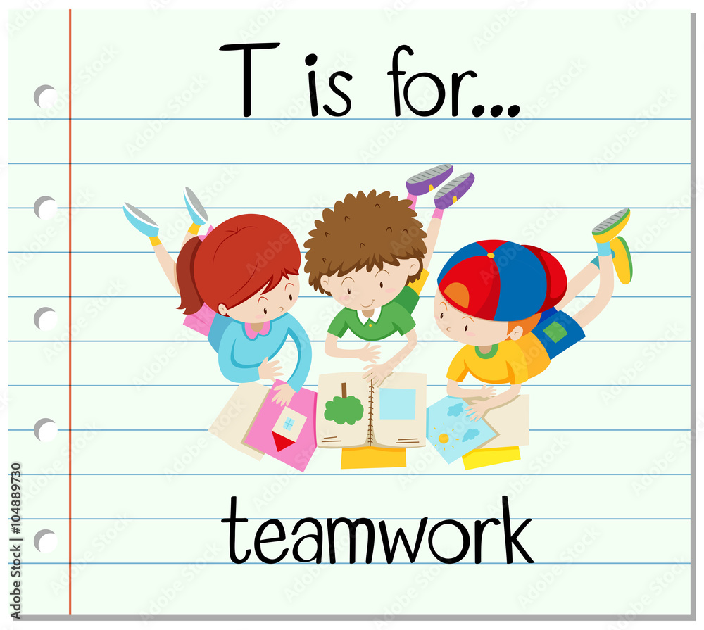 Flashcard letter T is for teamwork