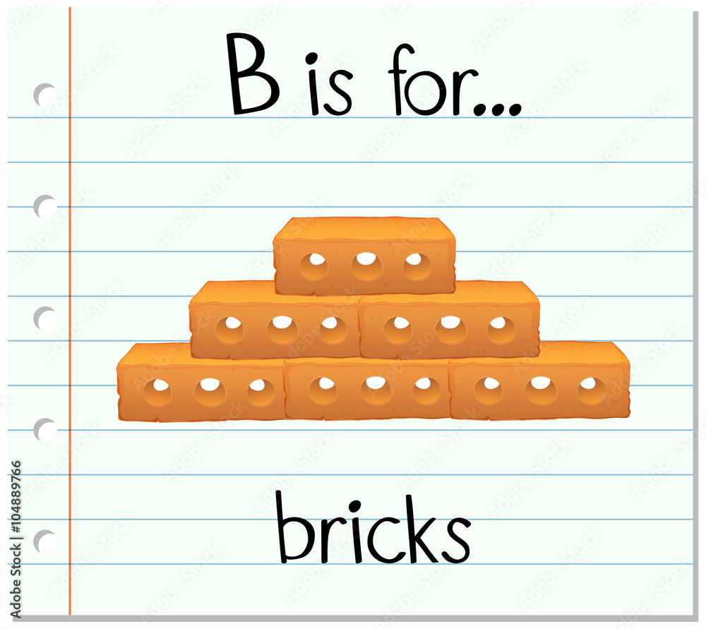 Flashcard letter B is for bricks