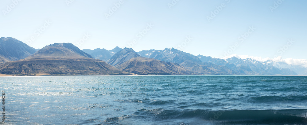 新西兰夏日湖泊景观