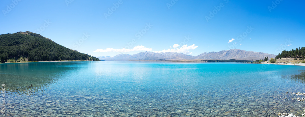 landscape of lake in summer day in new zealand