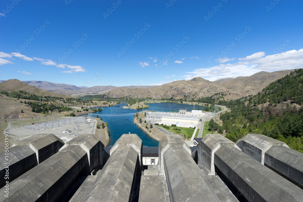 hydroelectric power station in summer day in new zealand