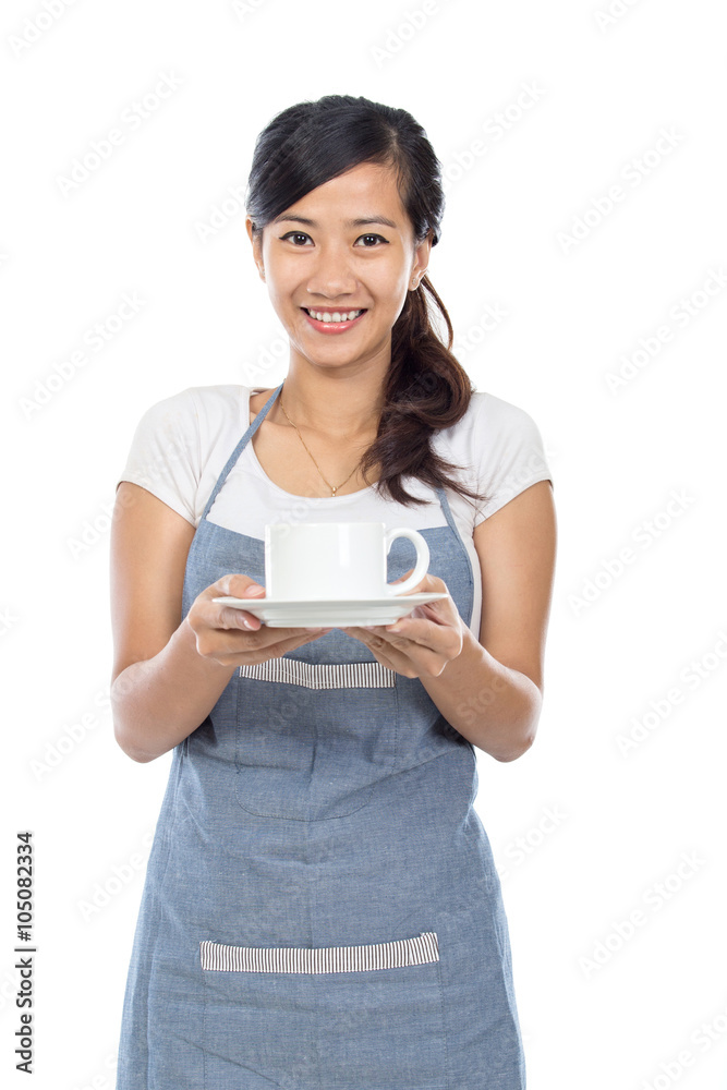 Waitress serving coffee