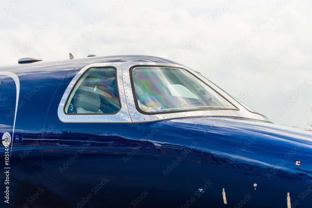 Closeup of Luxury private jet Cockpit