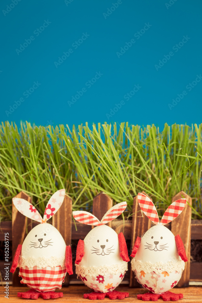 Easter eggs on green grass