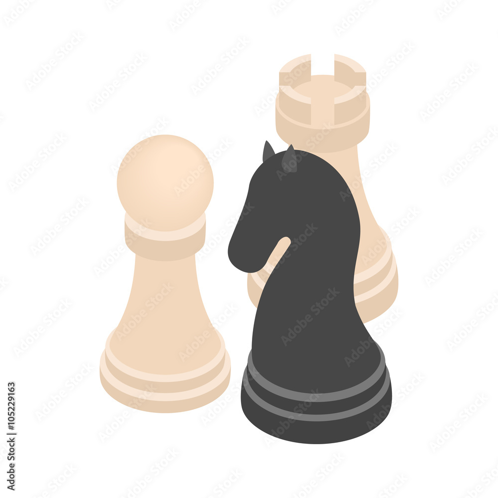 Chess figures icon, isometric 3d style