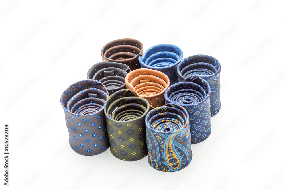 Colored rolled isolated fashion ties