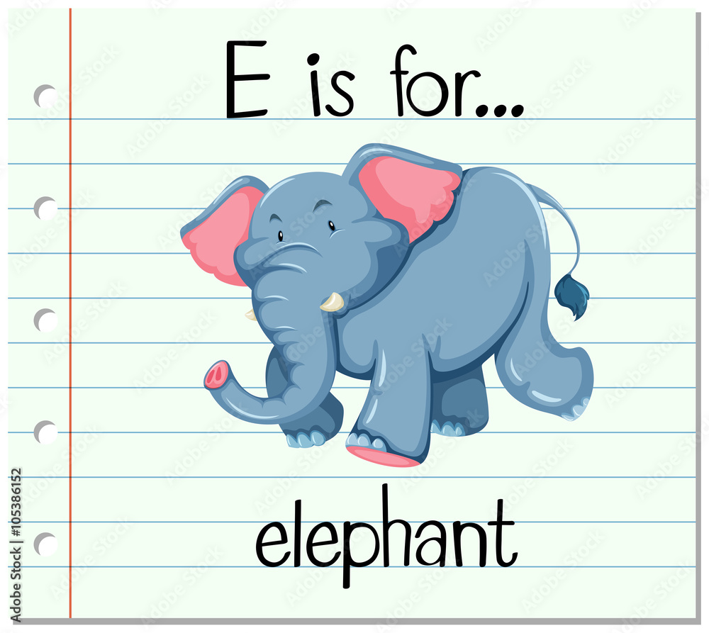 Flashcard letter E is for elephant