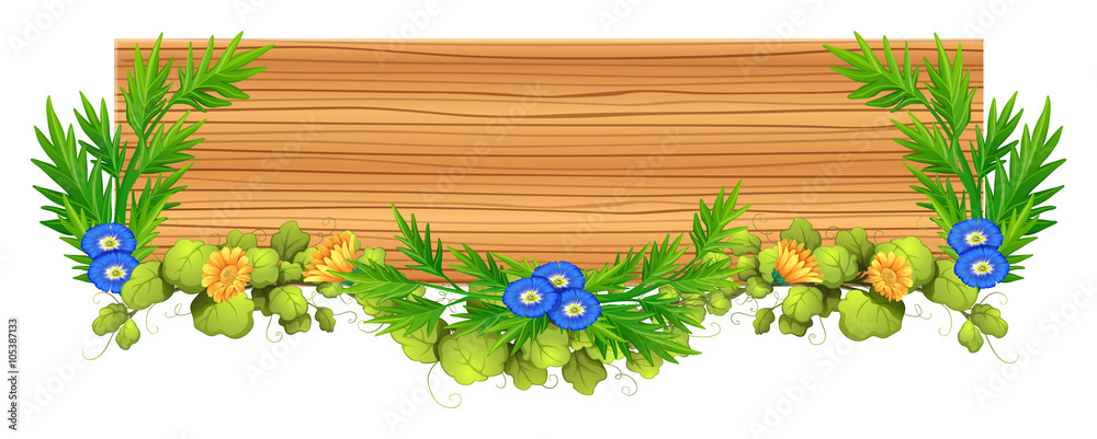 Wooden board with vine and flower