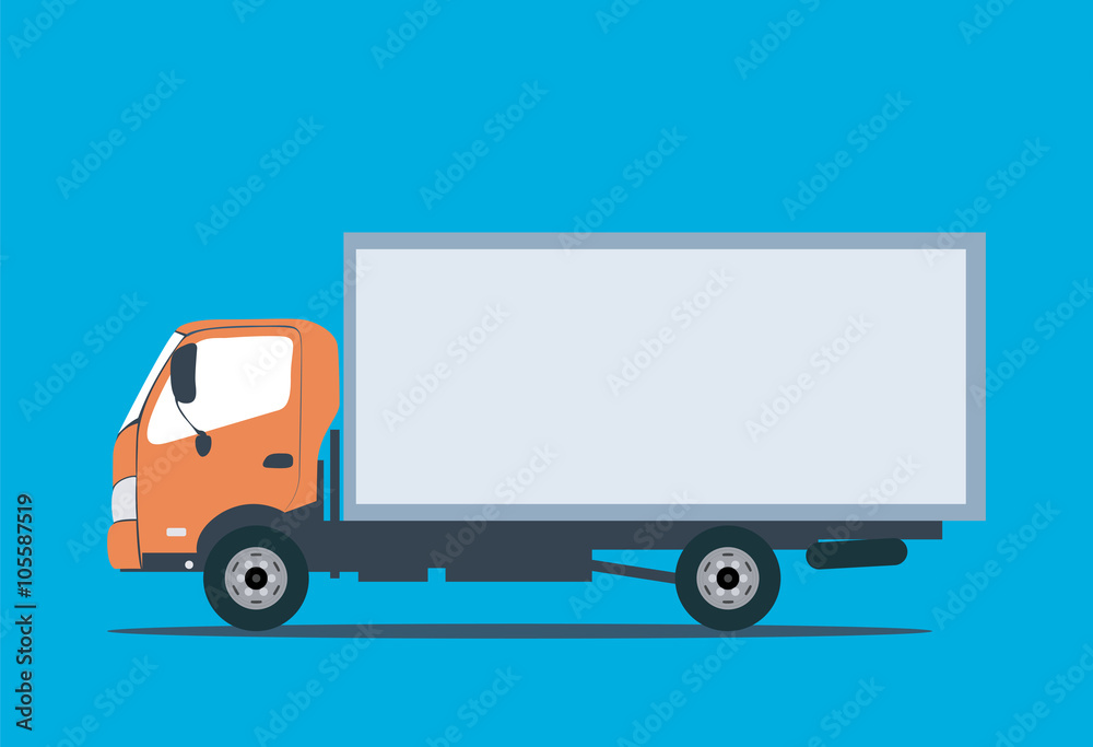 Small truck for transportation cargo. Flat style vector illustration delivery service concept. Trans