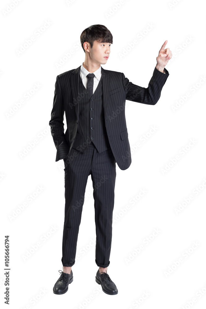 isolated young asian businessman on white background