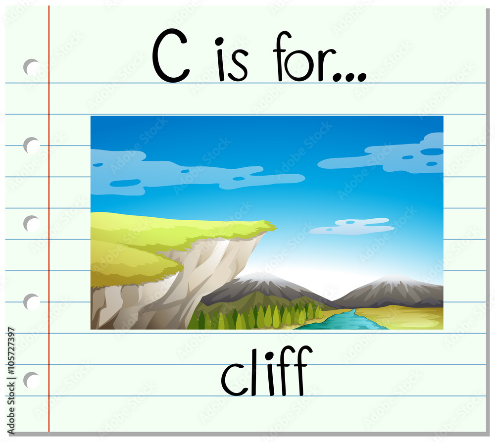 Flashcard letter C is for cliff