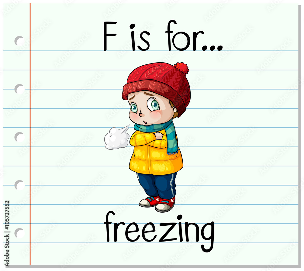 Flashcard letter F is for freezing