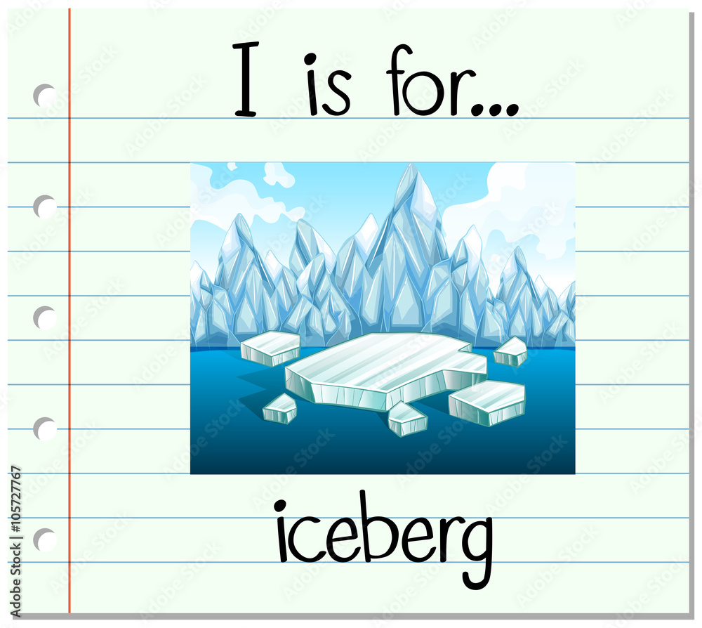 Flashcard letter I is for iceberg