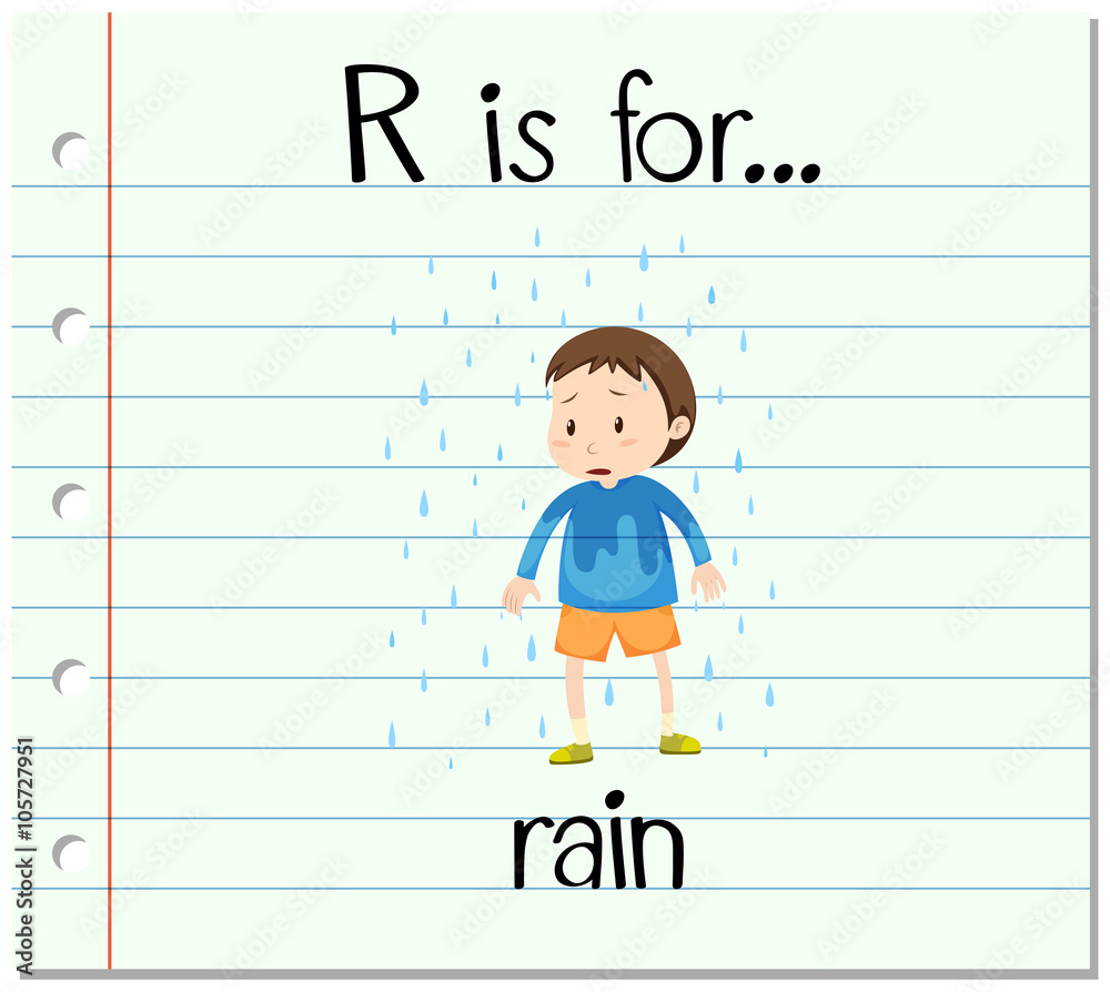 闪卡字母R代表下雨