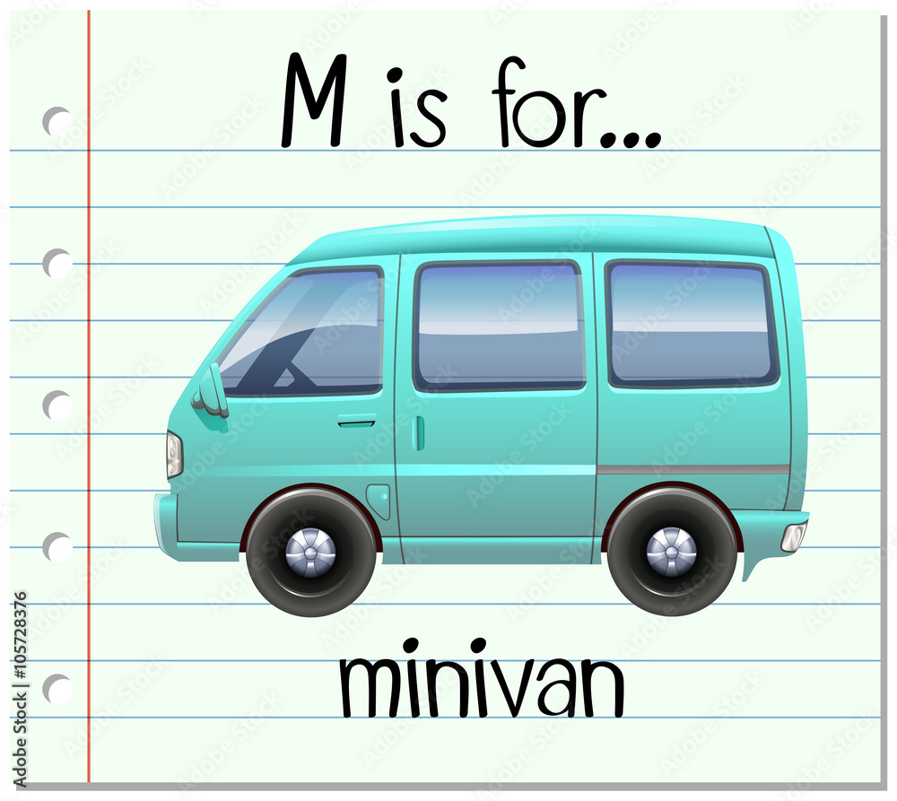 Flashcard letter M is for minivan