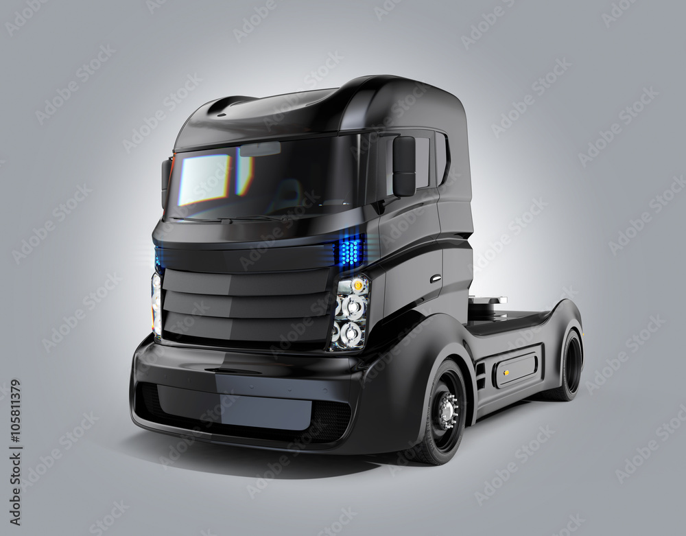 Hybrid electric truck isolated on gray background. Clipping path available.