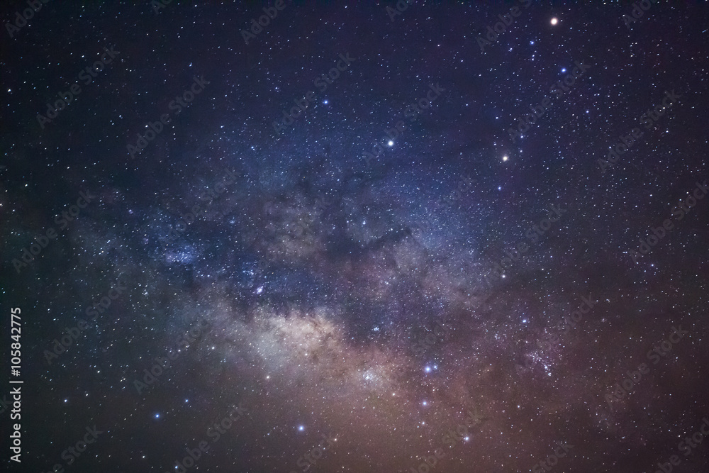 Close-up of Milky Way Galaxy, Long exposure photograph, with gra