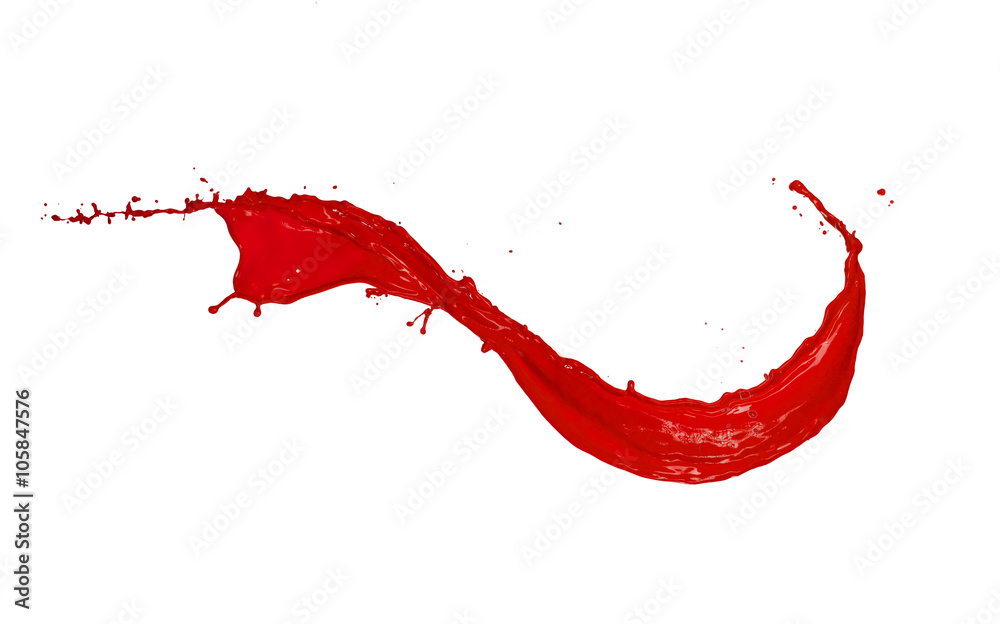 Red paint splash, isolated on white background