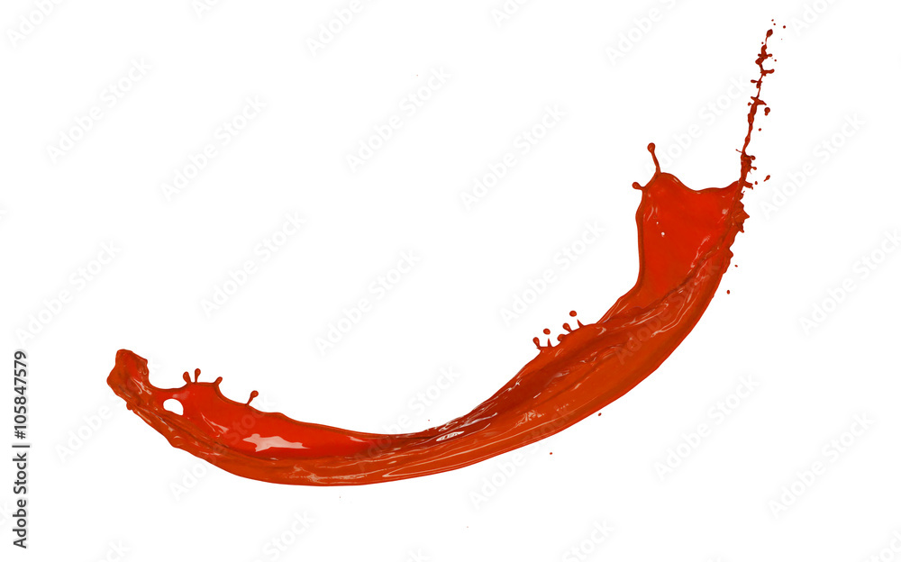 Red paint splash, isolated on white background