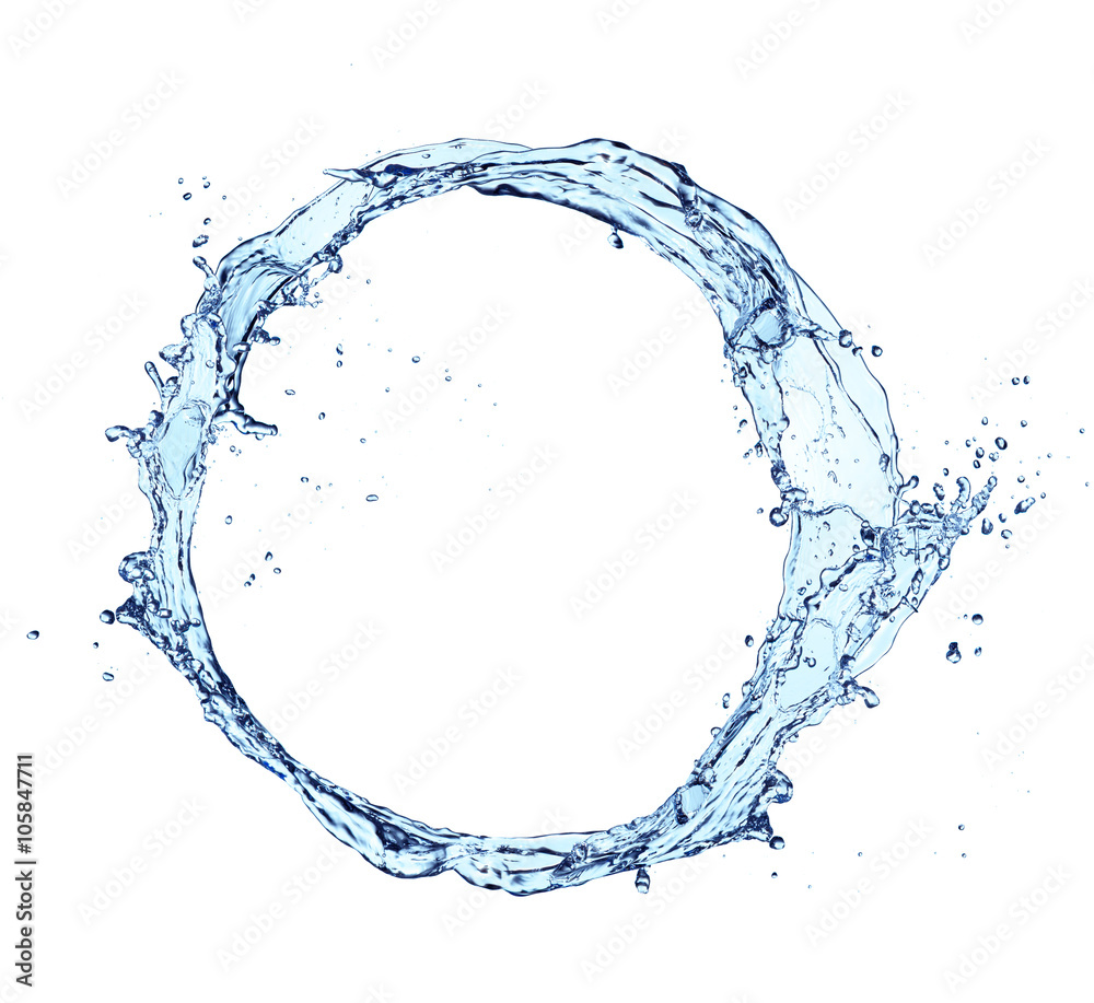  Water splash circle isolated on white background