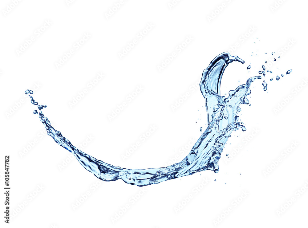 Blue water splash isolated on white background