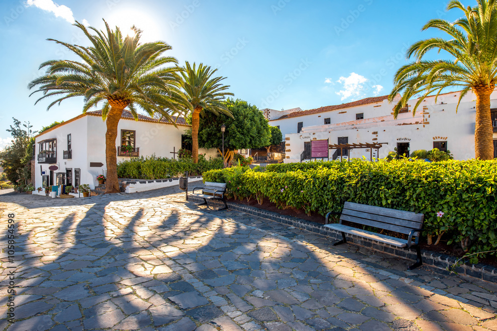 Central square in Betancuria village on Fuerteventura island in Spain