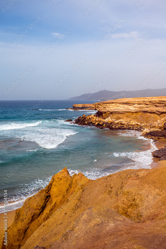 Sand coast near La Pared village on the south western part of Fuerteventura island