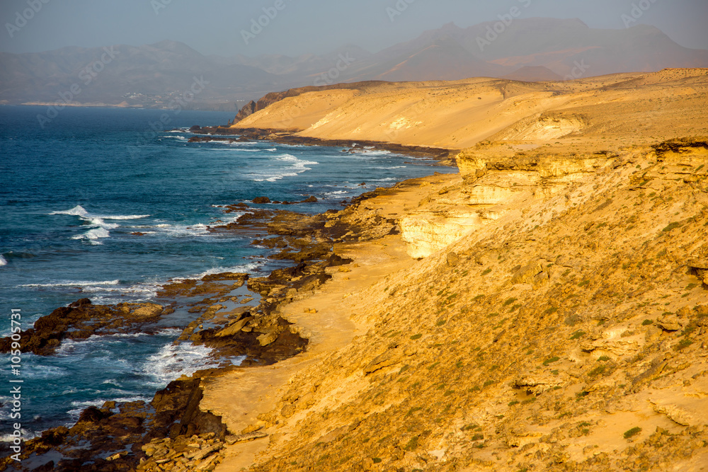 Sand coast near La Pared village on the south western part of Fuerteventura island