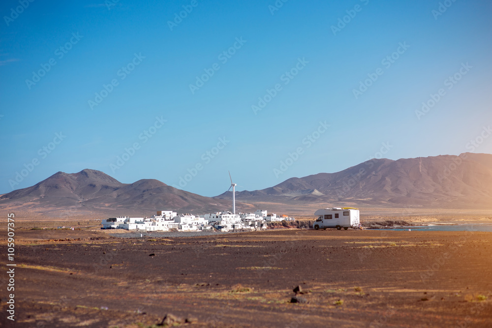 Puerto de la Cruz village on the south cape of Fuerteventura island in Spain