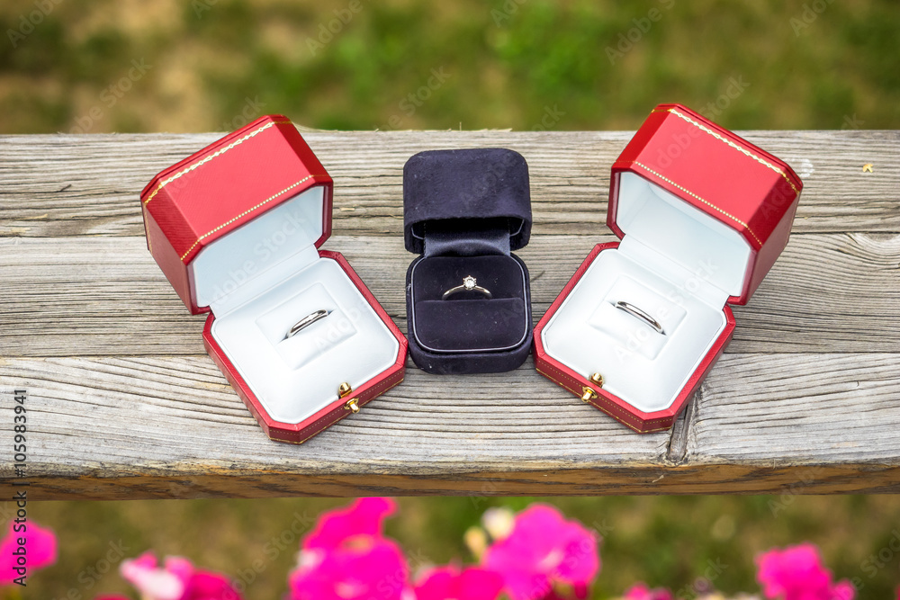 Close-up wedding rings outside