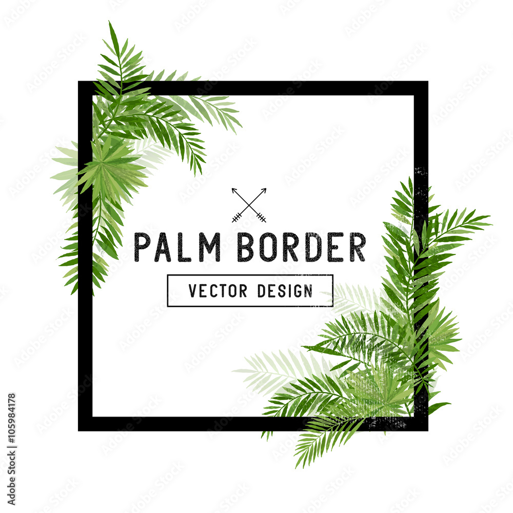 Tropical Palm Leaf Border Vector