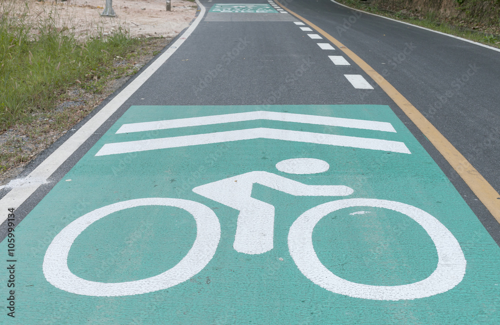 Lane for bicycles on the road.