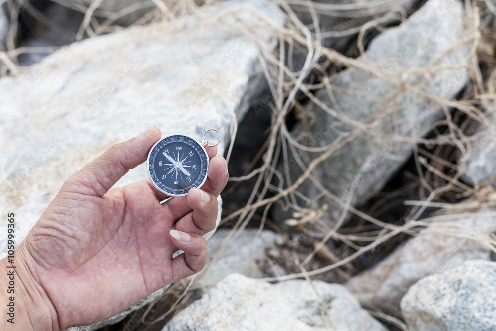  Hand Holding a Compass.