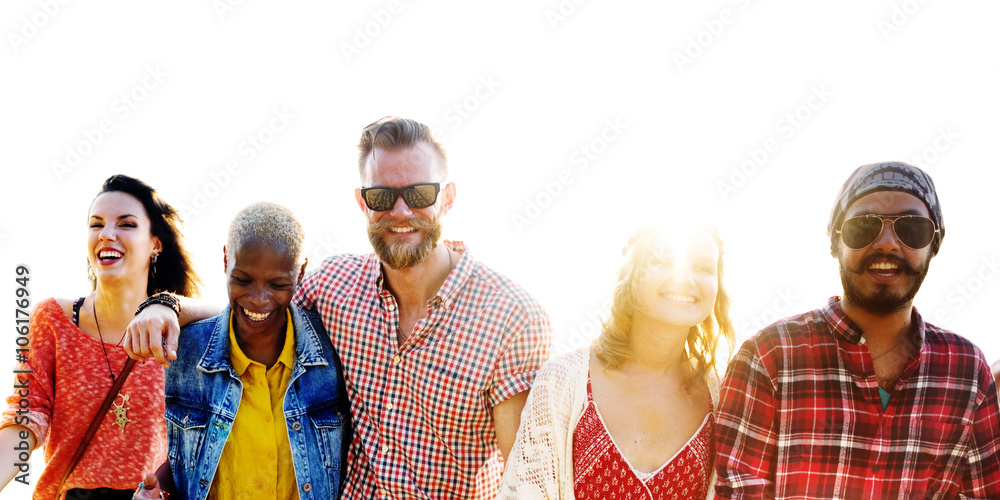 Diverse Beach Summer Friends Fun Bonding Concept