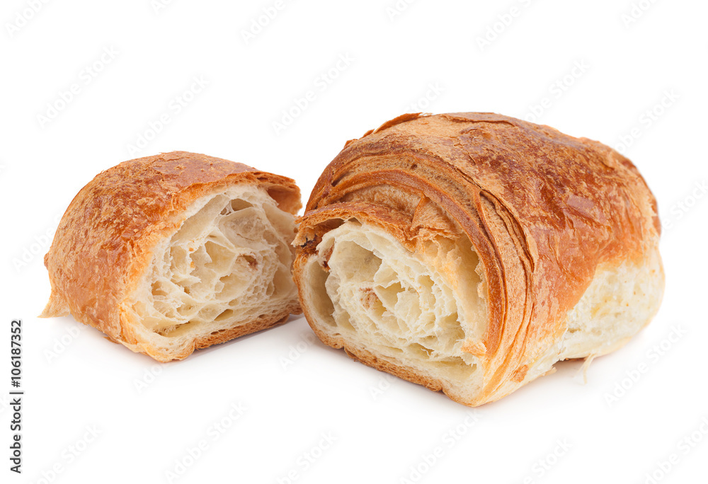 Croissant snack on white