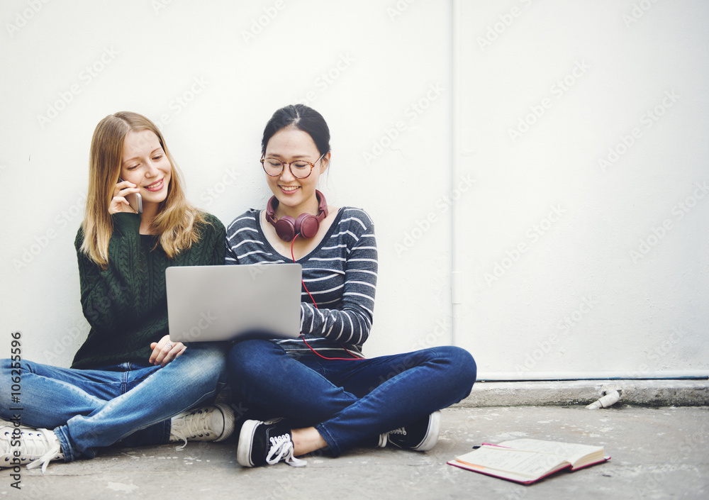 Women Talking Friendship Connection Technology Concept