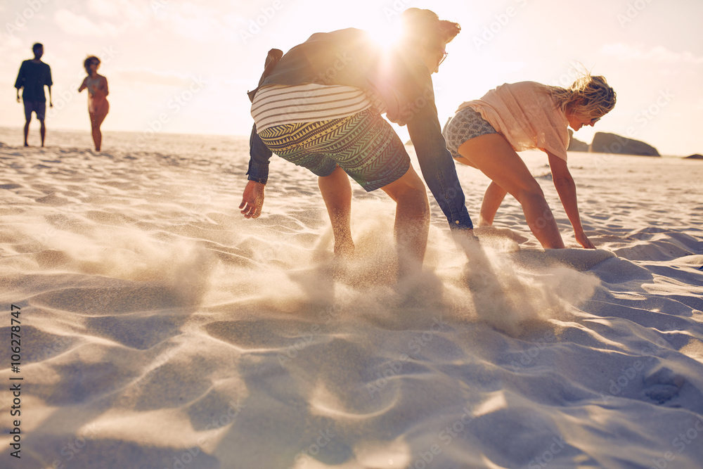 Running competition on the beach