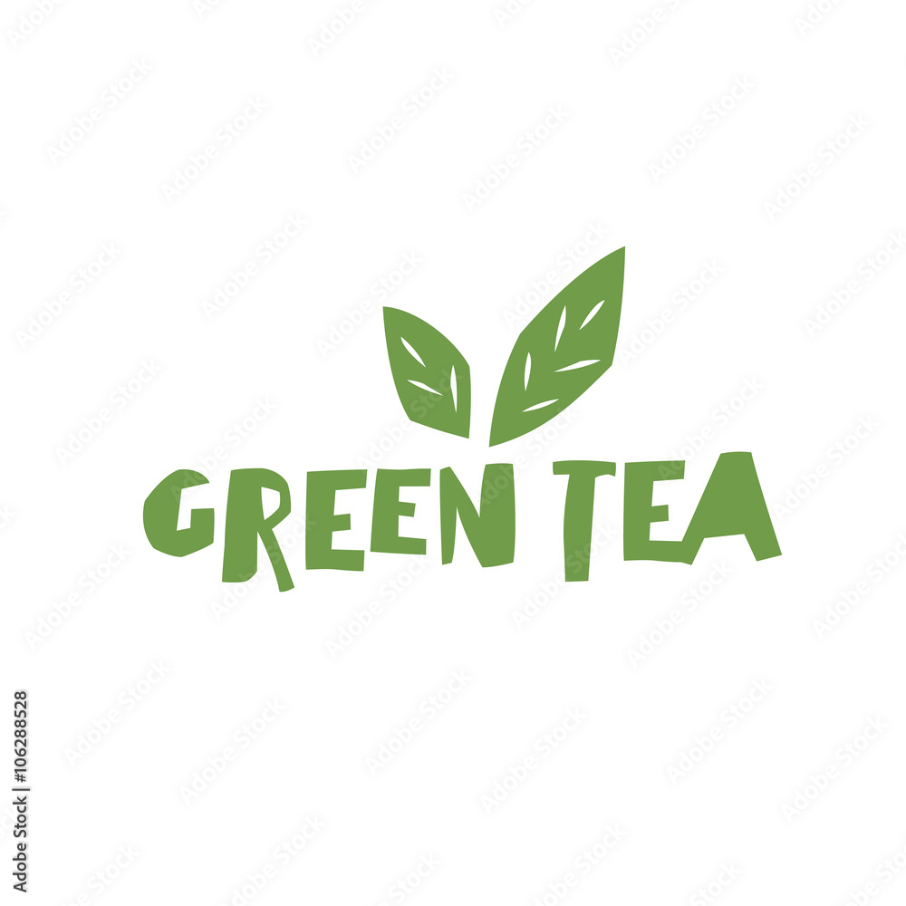 Green Tea. Cup of Tea and text Green Tea